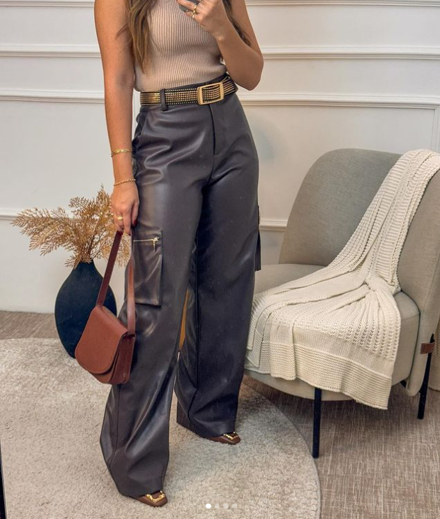 Calça cargo de corino - Loja Senhoritas Tees