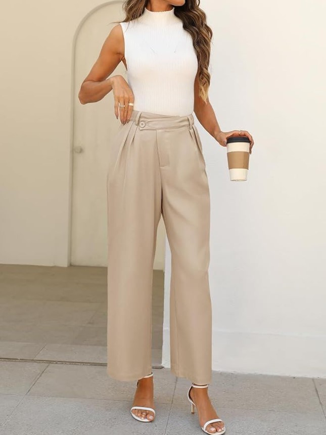 calça wide leg combinação com salto alto e fino