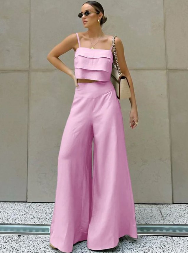 Calça wide leg de cintura alta