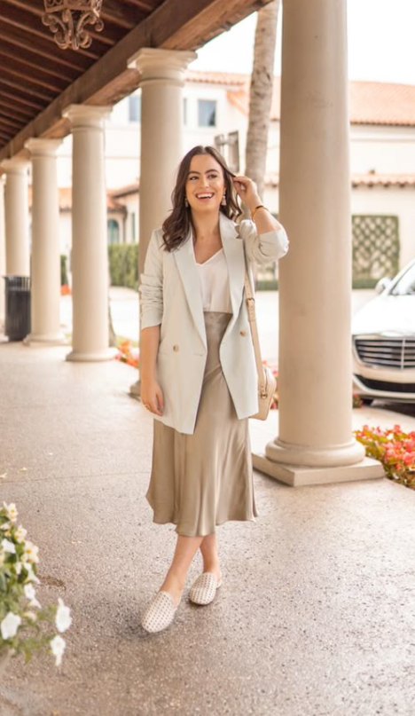 Saia Midi com Blazer estruturado